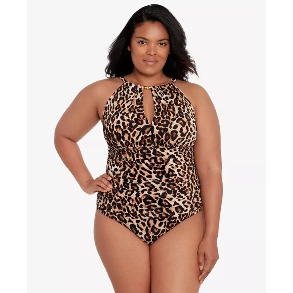 Lauren Ralph Lauren Plus Size High Neck One Piece Swimsuit Size 16W 16 $180